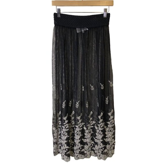 Gypsy Junkies Sheer Skirt Womens S Floral Embroidery Mesh Sheer Boho Festival - Picture 1 of 10